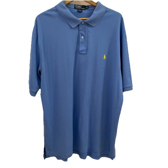 Polo Ralph Lauren Polo Shirt Mens 2XL Tall Blue Short Sleeve Pony Golf Preppy - Picture 1 of 6